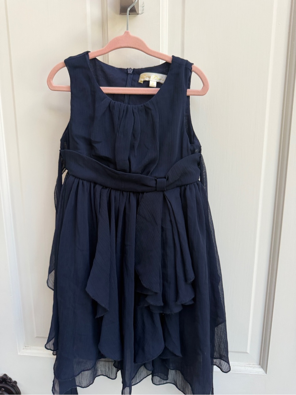 NWOT Bold Dream Girls 4 Sleeveless Navy Blue Formal Tiered Chiffon Party Dress - Picture 2 of 5